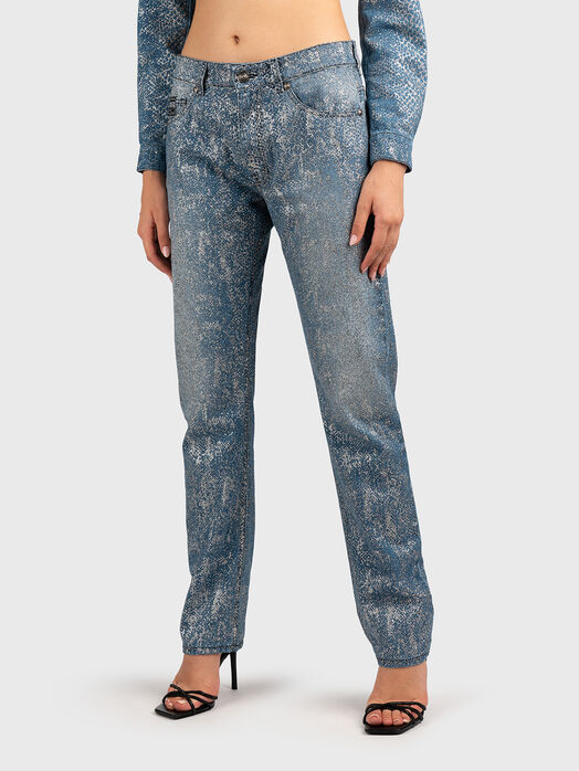 Jeans with silver snake design