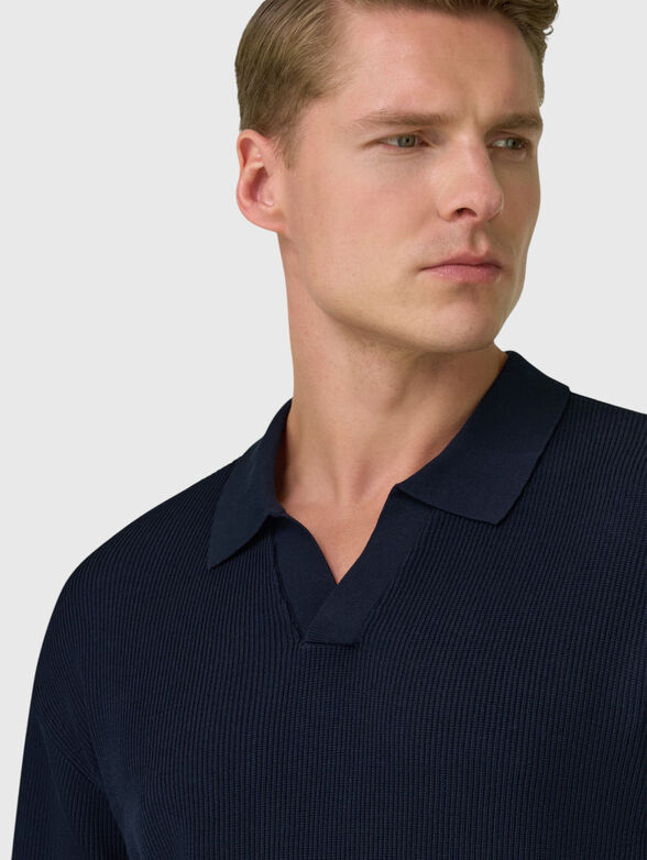 Long-sleeve polo shirt in dark blue - 4