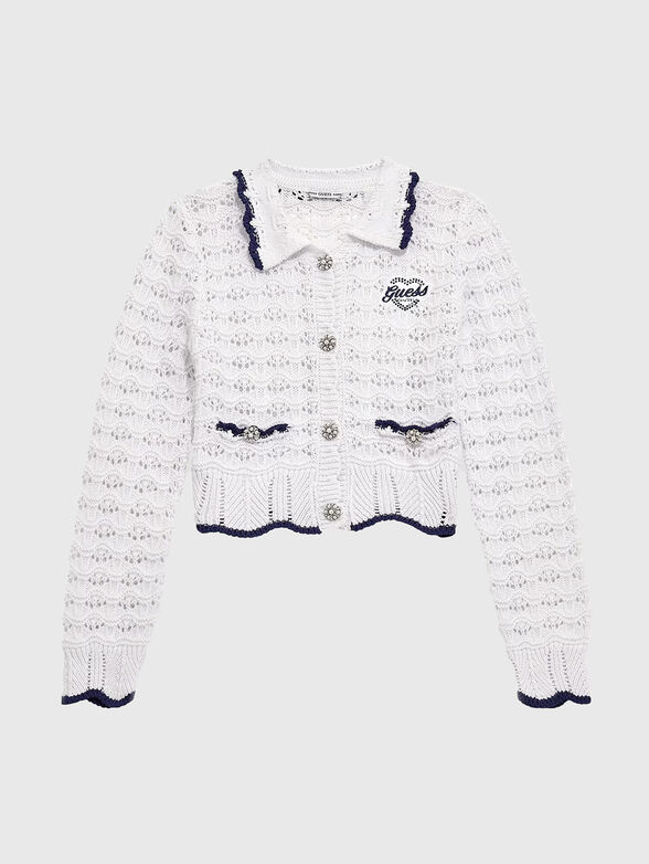 Cardigan with openwork motifs and accent buttons - 1