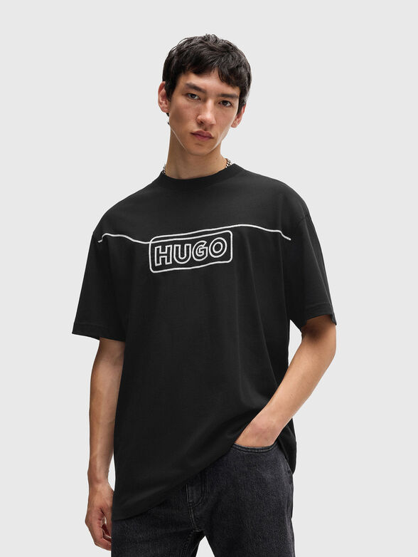 Contrast embroidery T-shirt - 0