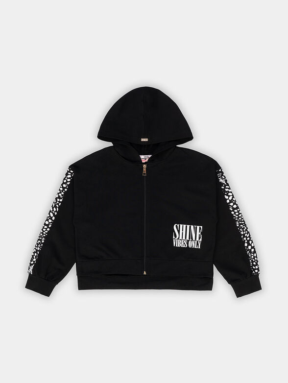 Black hooded sweatshirt with contrasting print - 1