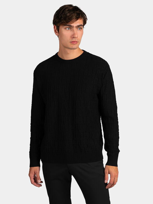 Sweater with embossed logo texture - 1
