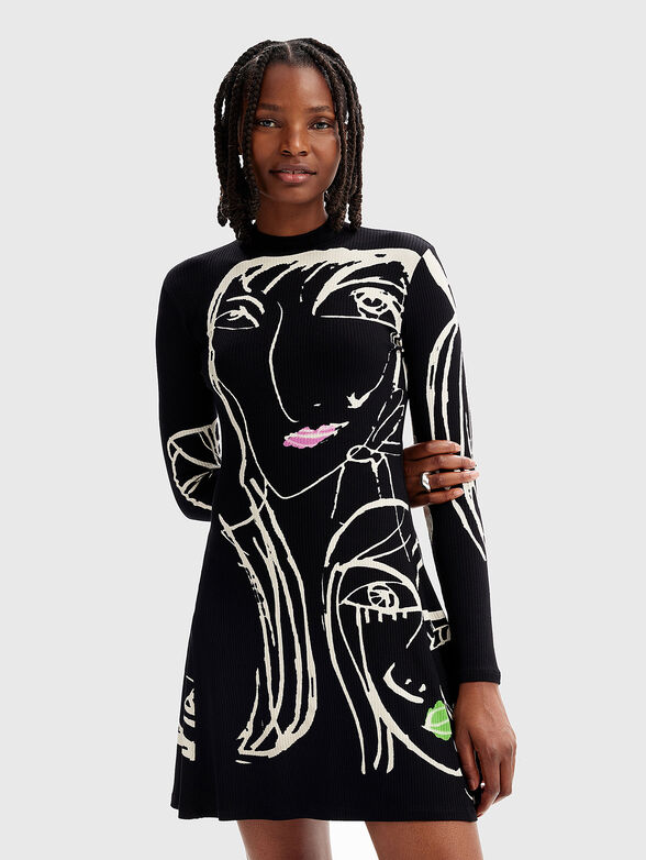Dress with contrasting art print - 1