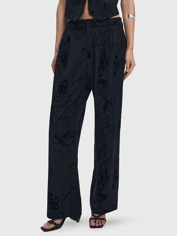 Flocked floral pants - 1