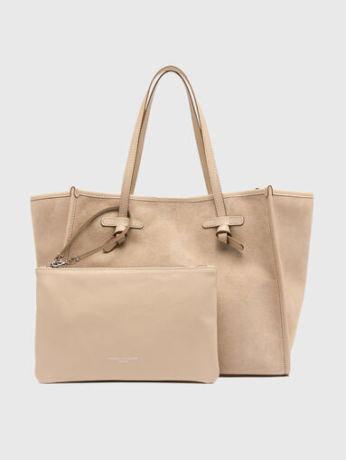 MARCELLA suede bag in beige - 4