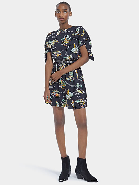 Black dress with colorful print - 2