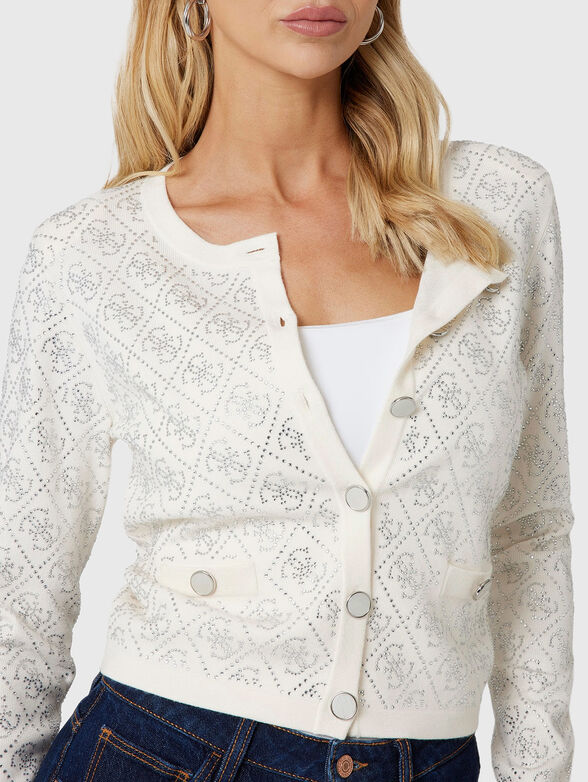 Rhinestones viscose blend cardigan - 4