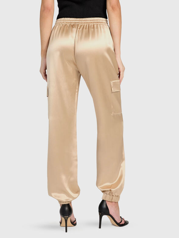 High waisted satin cargo trousers - 2