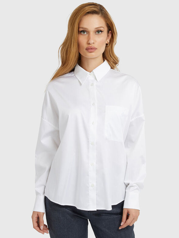 LANEY white shirt with pocket and logo embroidery - 1