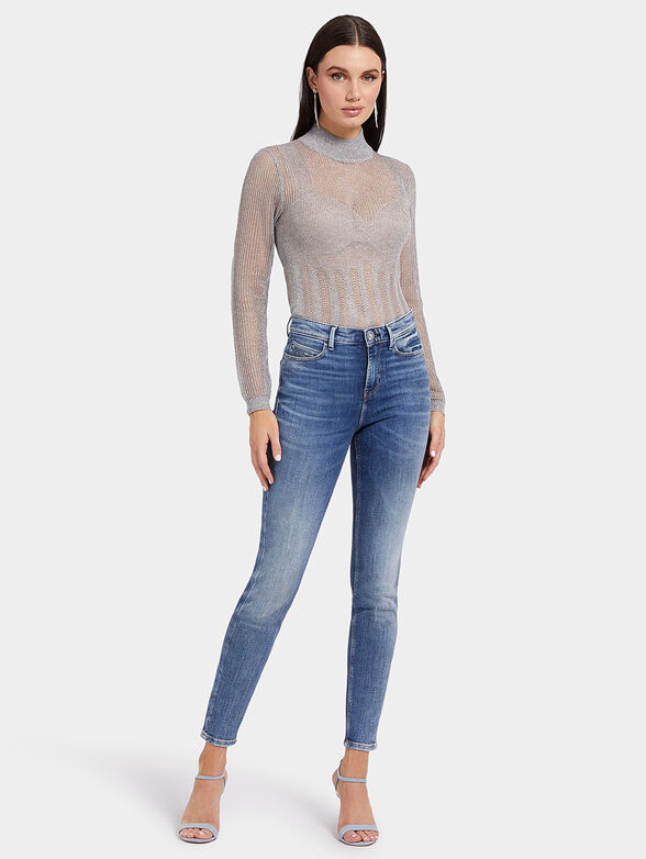 Blue jeans with beaded accent - 4