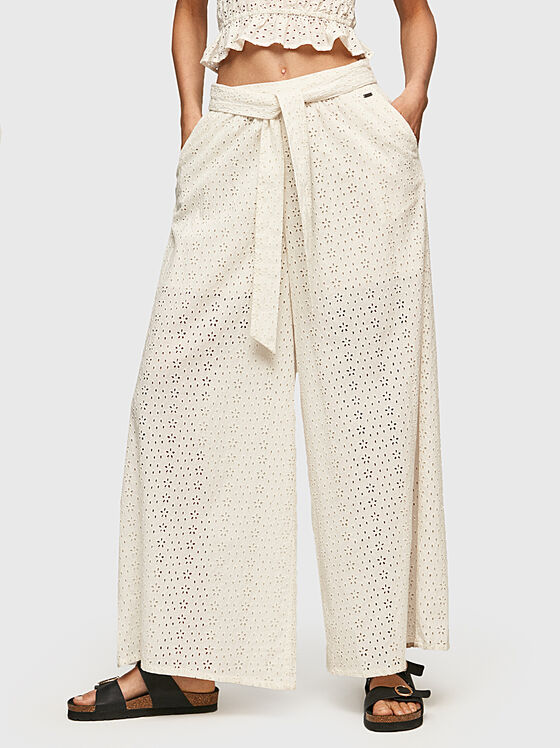 Бял панталон PATS с широк крачол - 1