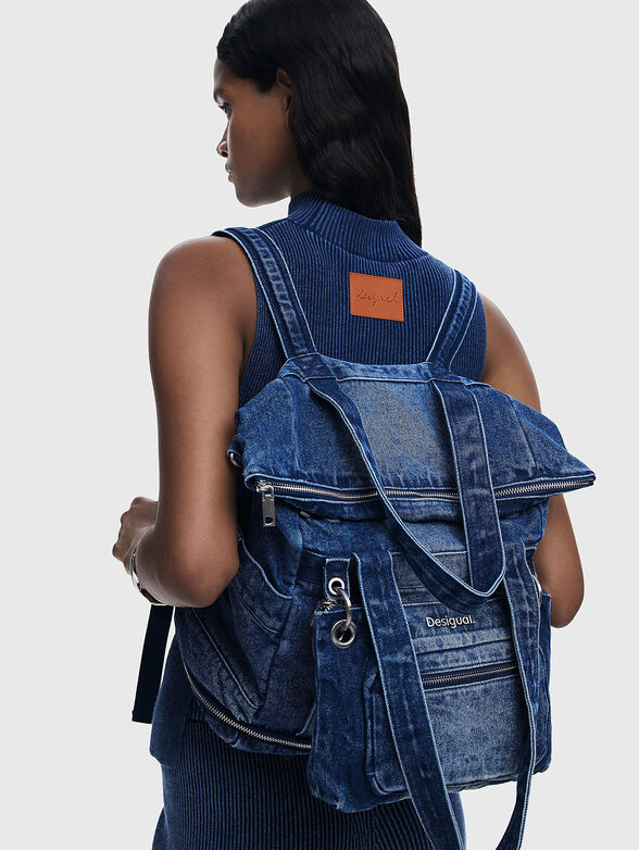 Multifunctional denim backpack - 5
