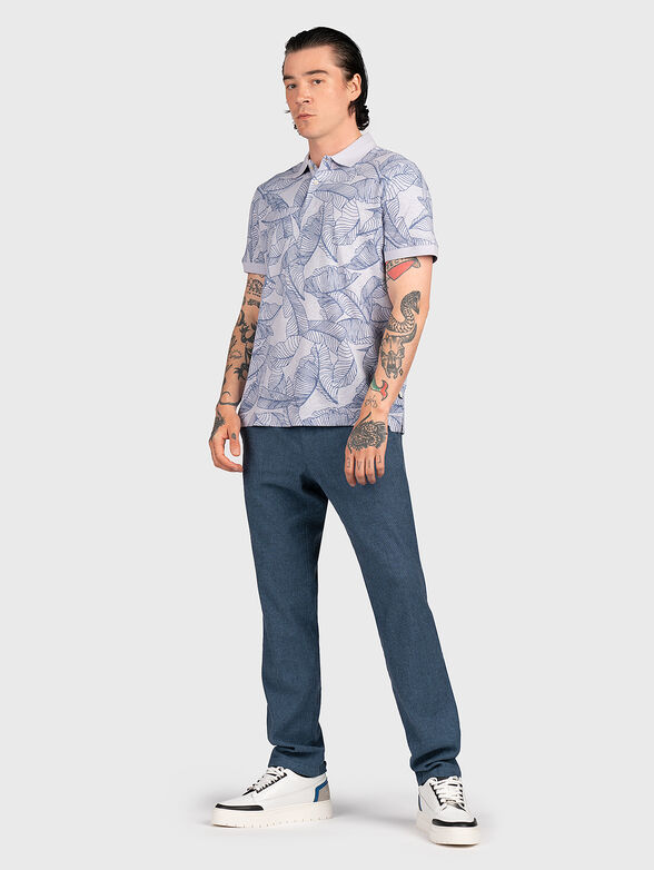 LEAVES polo-shirt with beige floral print - 2