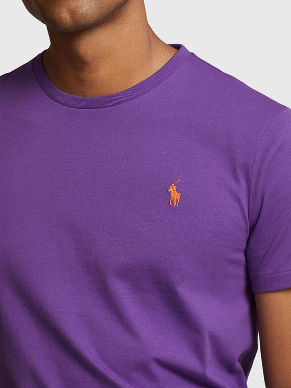 Purple T-shirt with logo embroidery - 4