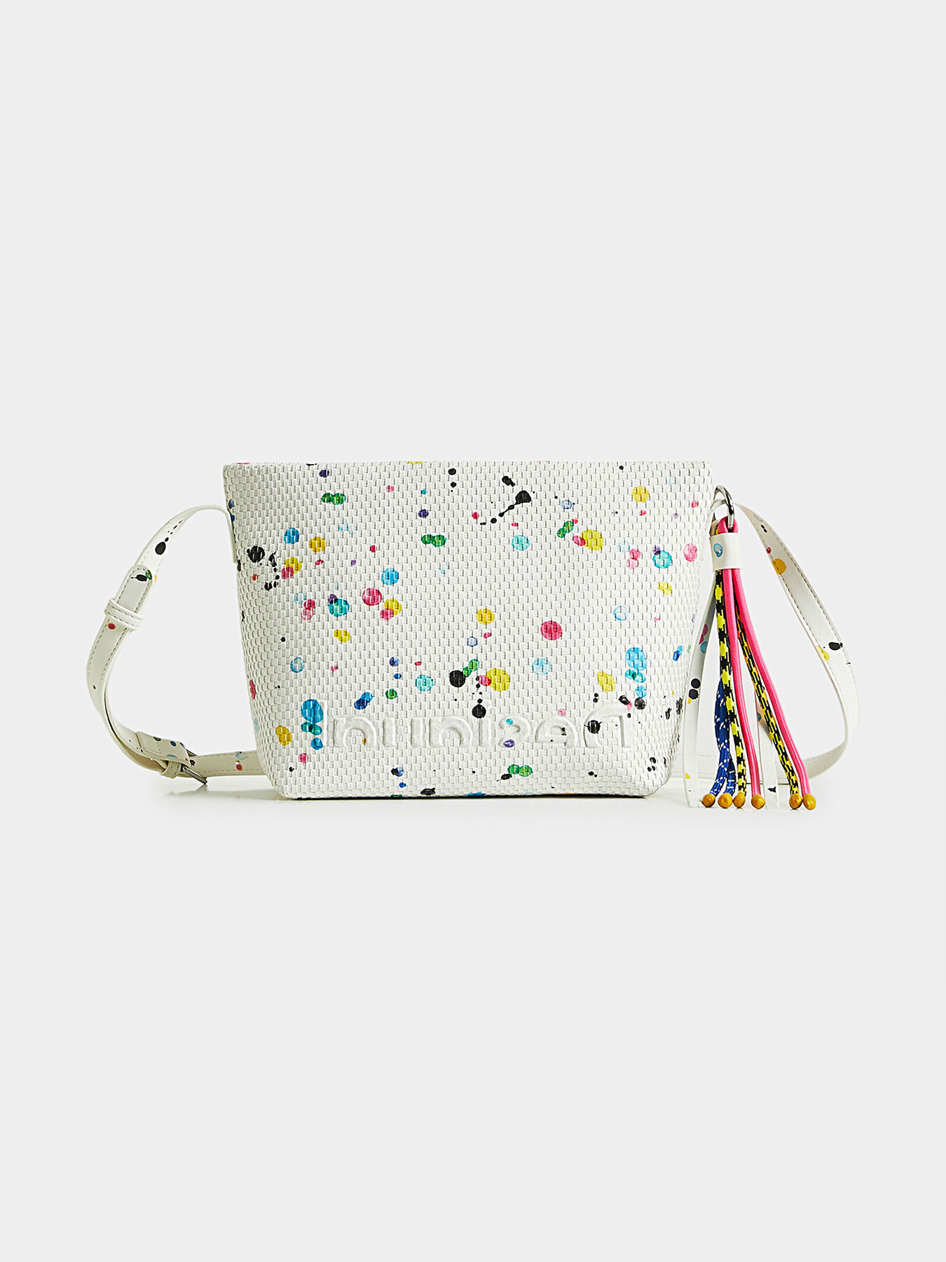 Crossbody bag with colorful paint splatter brand DESIGUAL