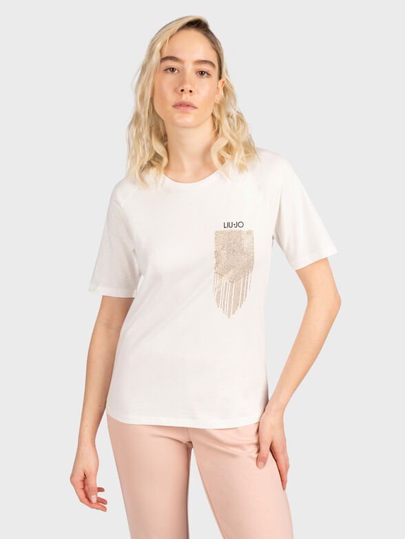 Black T-shirt with shiny accents - 1