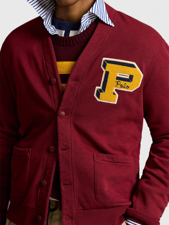 Red cardigan with logo accent - 4