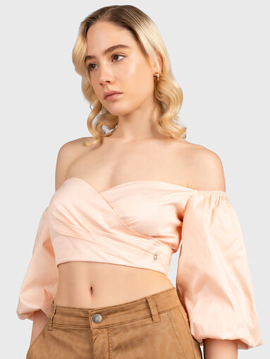 Black puff sleeve crop top - 4