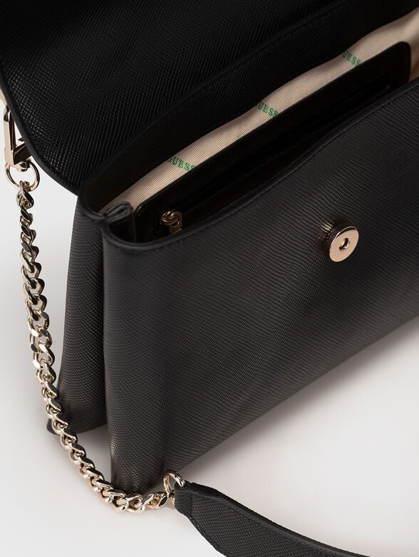 Black crossbody bag with triangular logo detail - 6