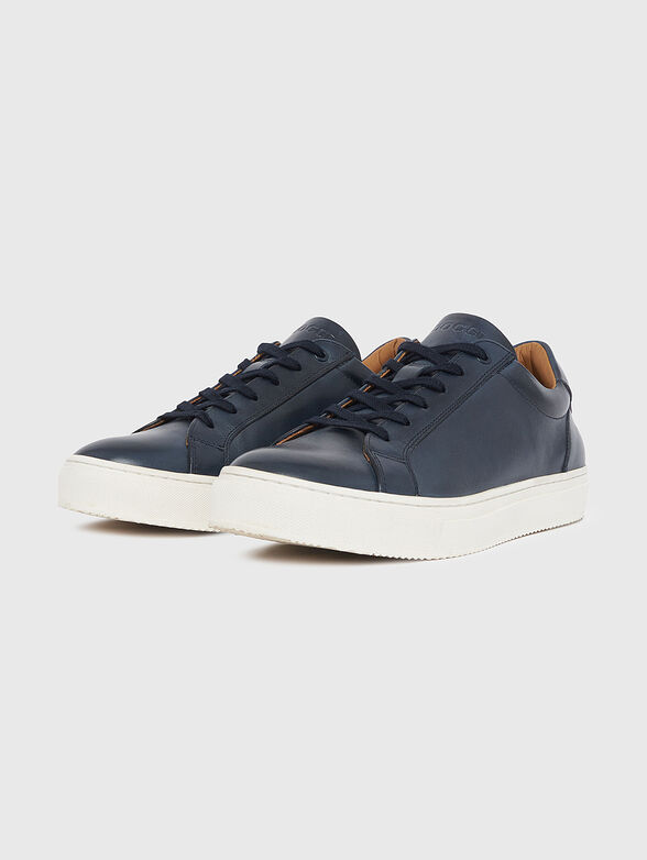Leather sports shoes in dark blue - 3