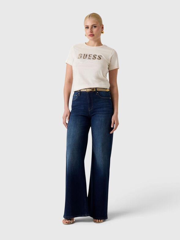 Cotton T-shirt with a logo and appliqu&eacute; crystals - 2