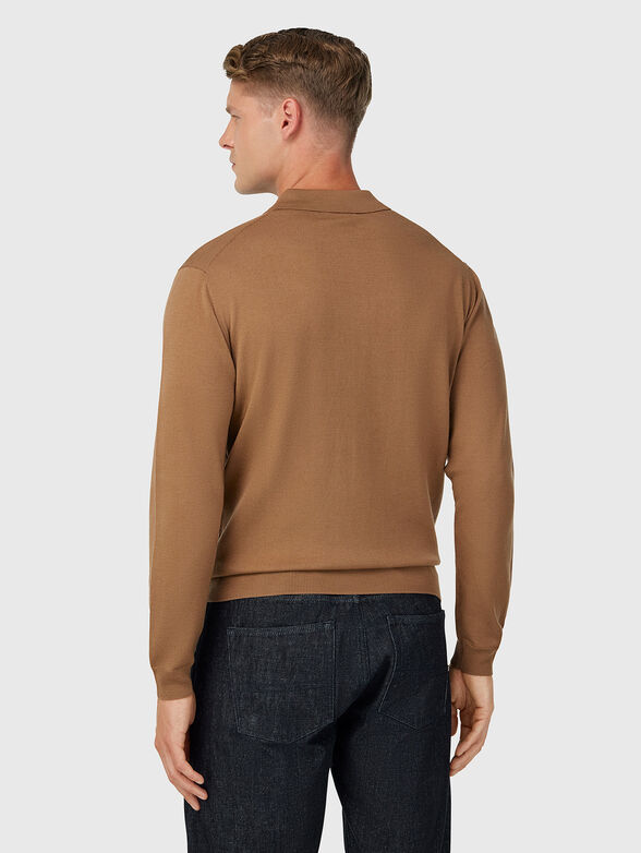 Wool polo shirt with long sleeves  - 3