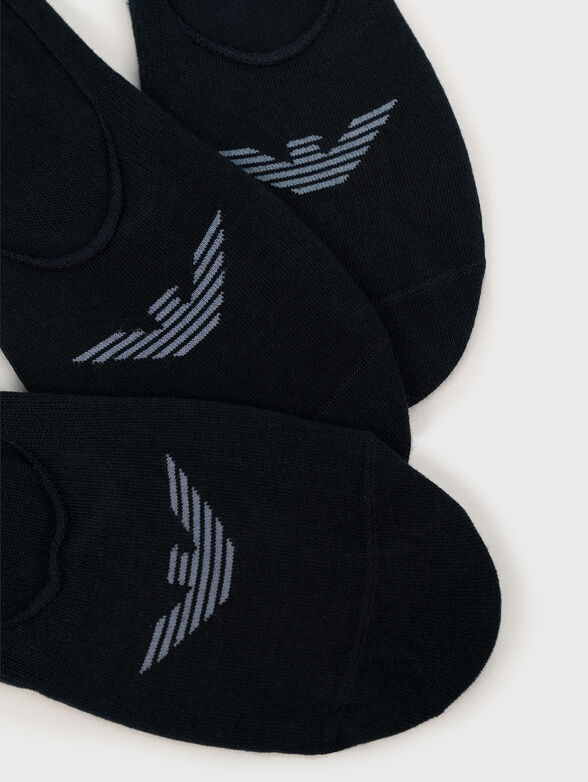 Set of three pairs of cotton socks in black - 3