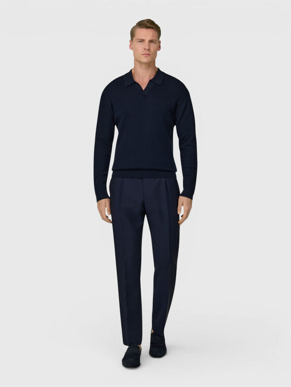 Long-sleeve polo shirt in dark blue - 2