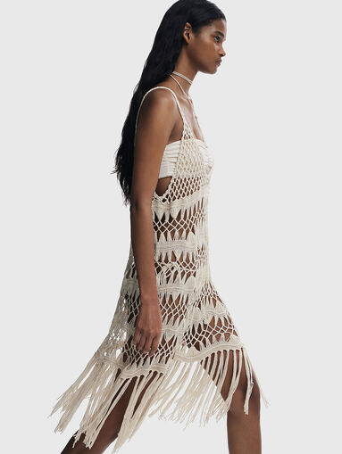 Beach dress with openwork knit and fringes - 3