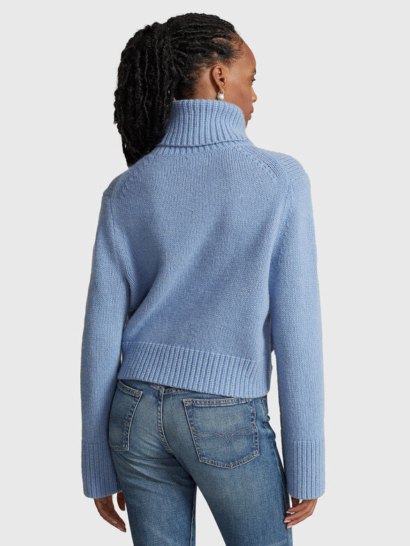 Blue wool blend sweater with turtleneck - 3