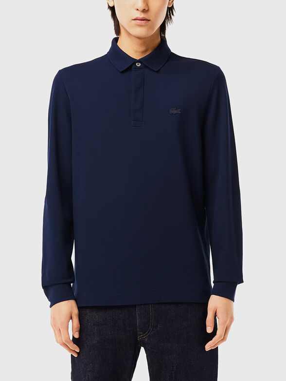 Black polo-shirt with long sleeves - 1