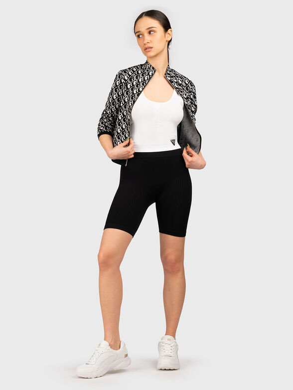 Ribed cycling shorts in black - 4