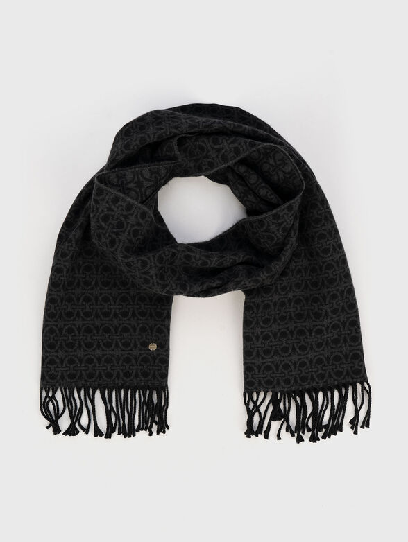 Long wool blend scarf with accent print - 1