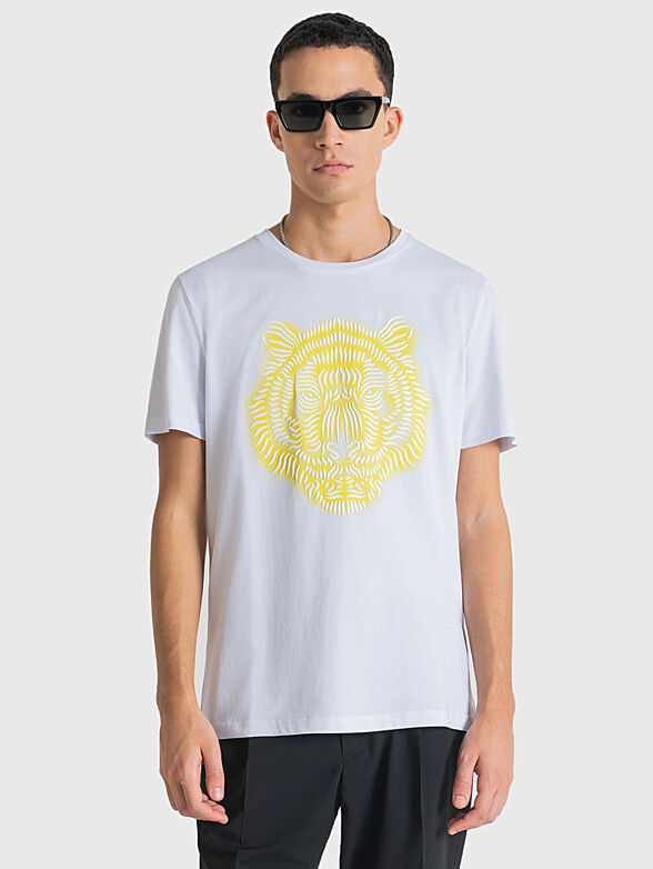 Black cotton T-shirt with contrasting print - 1