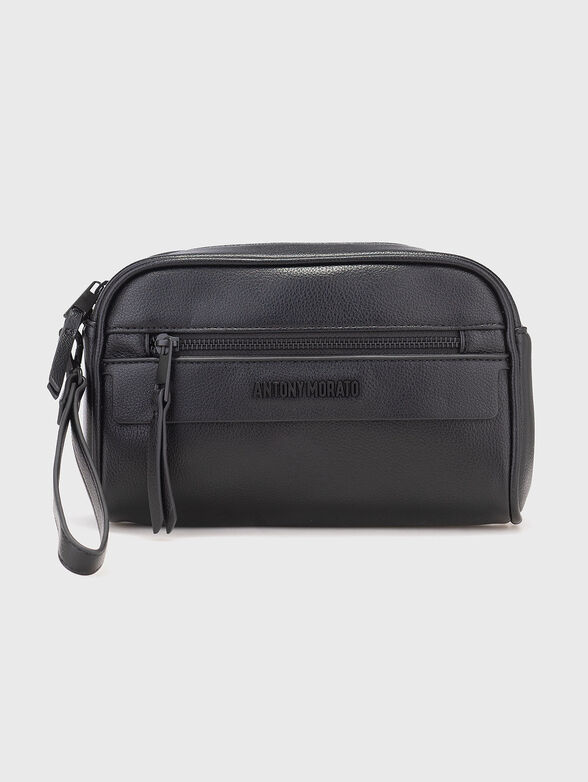 Black faux leather toiletry bag - 1