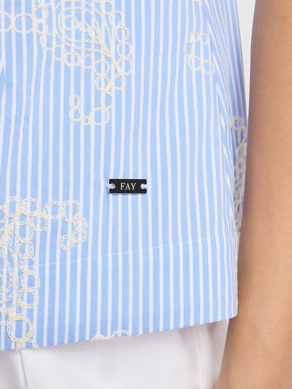Striped cotton poplin shirt with embroidery - 4