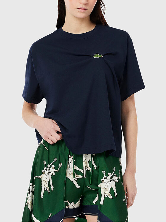 Cotton T-shirt with oval neckline - 1