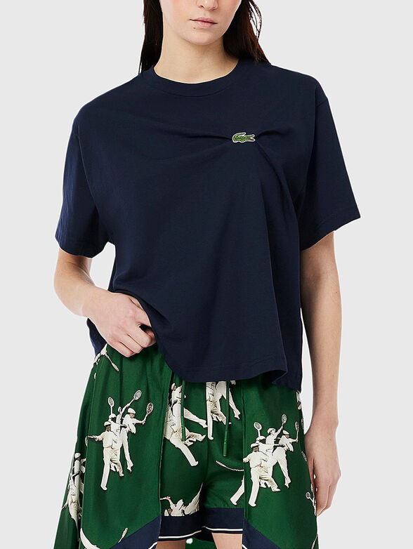 Cotton T-shirt with oval neckline - 1