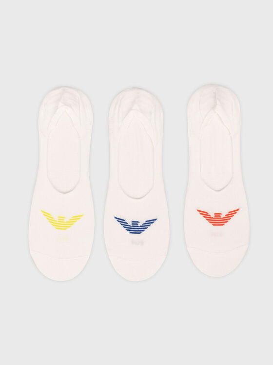 Set of three pairs of cotton socks in black - 1