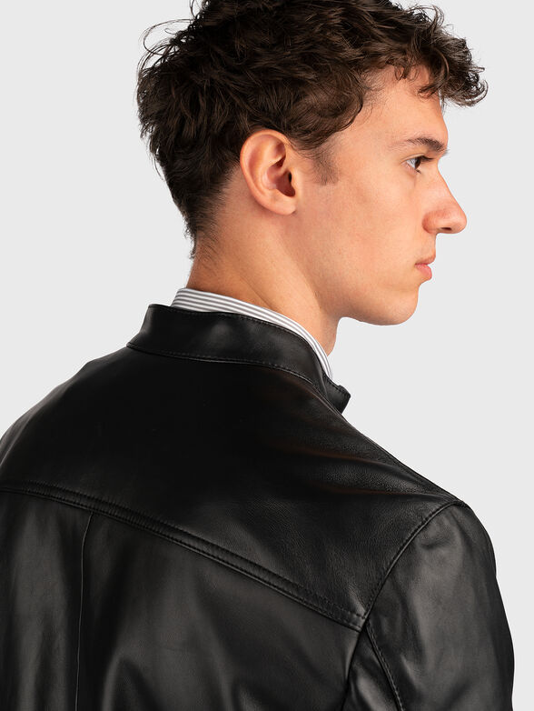 Leather biker jacket - 4