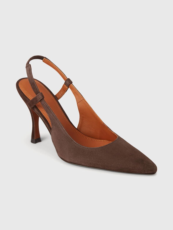 Dark brown leather shoes on heel - 2