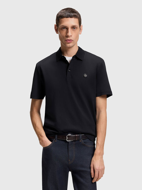 Тъмносин поло-шърт от памук - 1