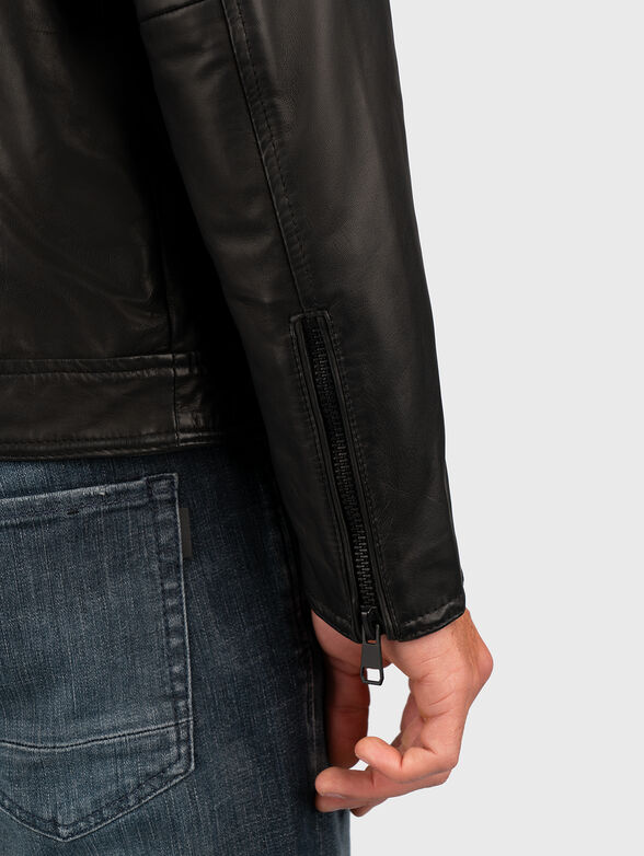 Leather jacket with slim fit - 6