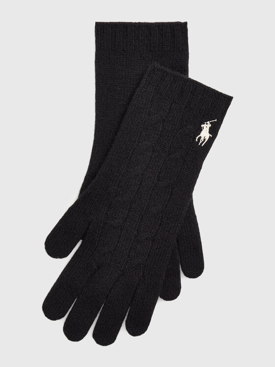 Вълнени ръкавици с конрастно лого  - 1