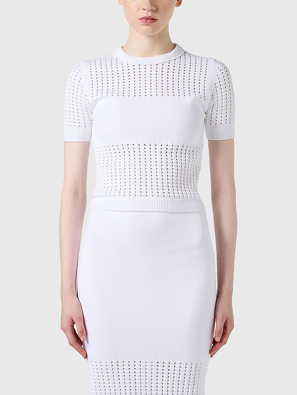 Sweater with short sleeves and an oval neckline - 1