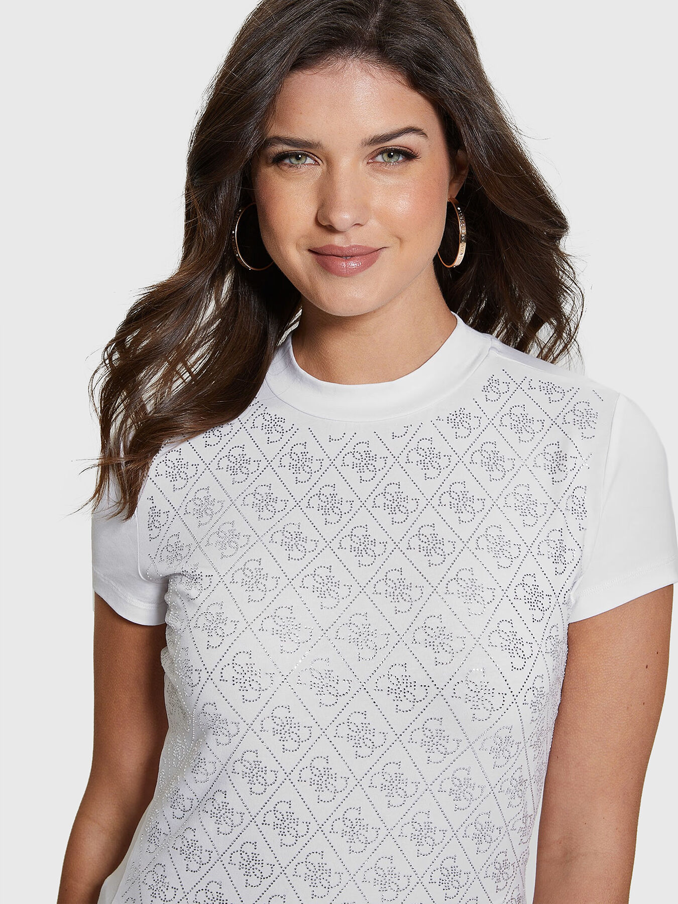 T-shirt with 4G logo rhinestones brand GUESS