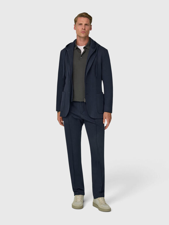 Dark blue jacket with a detachable hood and a zip - 2