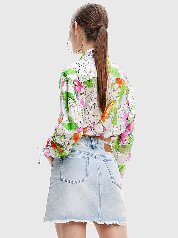 CATAR cropped shirt with laces and floral art print - 3