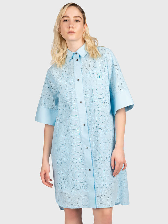 Black shirt dress with English embroidery - 1