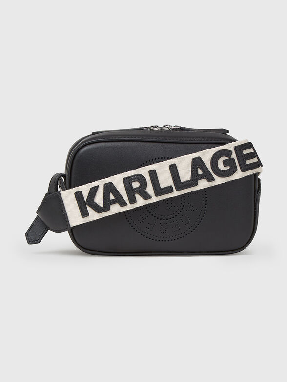 Leather crossbody bag with logo in black - 1